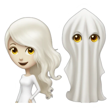a blondie girl and a bald guy dressed as a ghost going to a party sticker