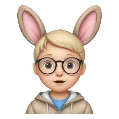 bunny ear wearing small kid spectacled sticker