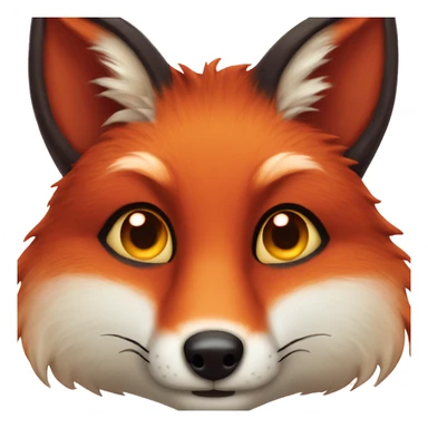 deep lush red fox face with tiny red heart instead of eyes sticker