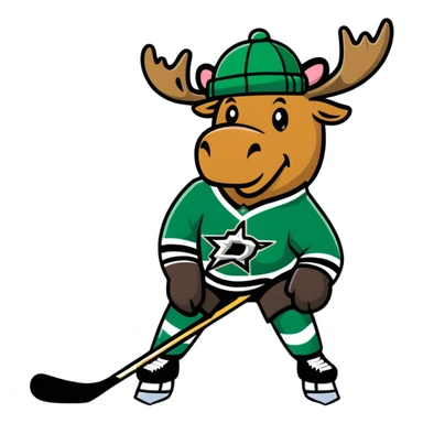 Dallas Stars Moose playing hockey with hats sticker