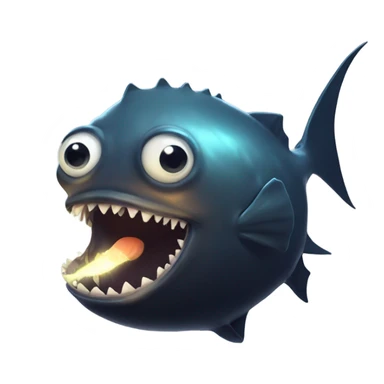 Anglerfish with glowing lure, sharp teeth, and big eyes. sticker