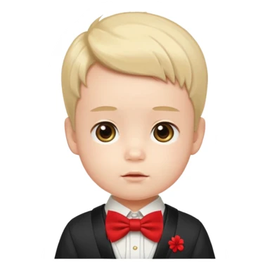 baby guy, wearing japan royal ancient custome, red bow tie sticker