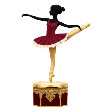 burgundy music box with a silhouette of a ballerina sticker