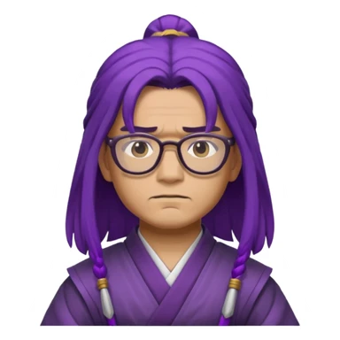 purple long hair samurai with glasses sticker
