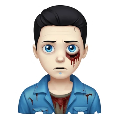 boy zombie with blue eyes and slick back middle part black hair sticker