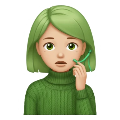 girl has sore throat in green sweater sticker