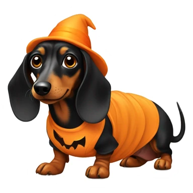 dachshund dog dressed for Halloween known as a Halloweenie sticker