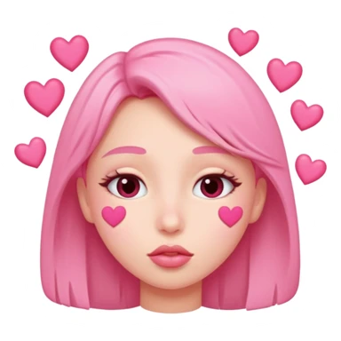 Kissy face with pink hearts surrounding sticker