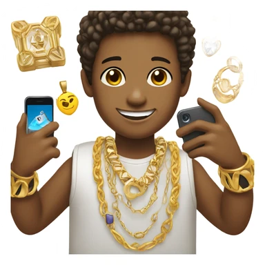boy taking selfie with jewelry sticker