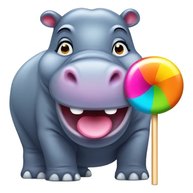 a hippo licking a lollipop sticker