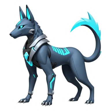 Dark pastel crystallic cyberpunk intricate neon glowing grey white futuristic cyborg-Anubis-Zeraora-Zoroark-fusion (full body) sticker