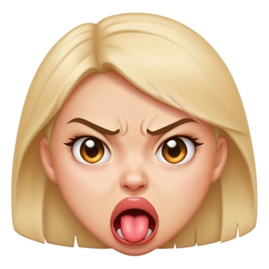 Angry girl face sticking out tongue sticker