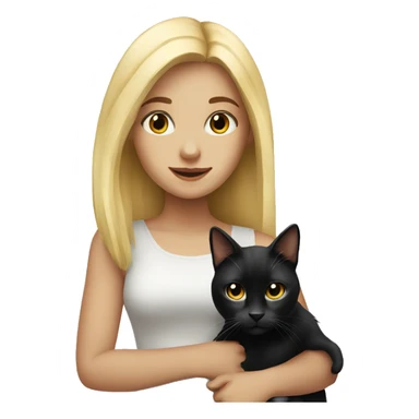 Blonde girl with black cat sticker