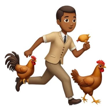 black person chasing chicken sticker