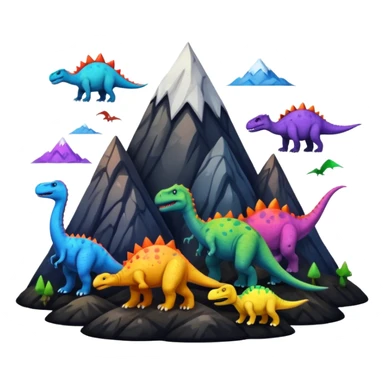 mountian with many ink on it and many dinosaurs sticker