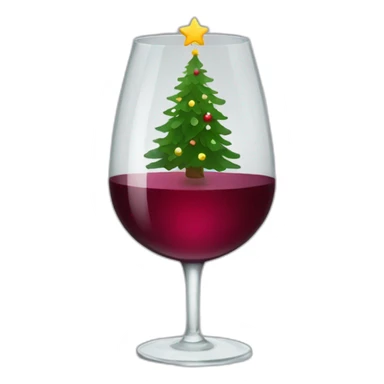 Glass of wine with christmas tree  sticker
