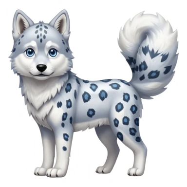 Realistic beautiful pretty "Schnolf"-"TaniDaReal"-Husky-Snow-leopard-wolf-hybrid-fusion-animal-creature, full body sticker
