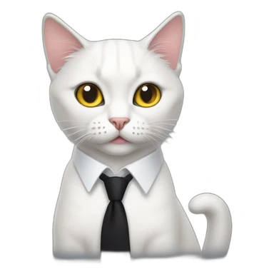cat in horror wearing black tie white hair sticker