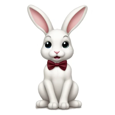 Sitting down. Crème Baby bunny. Burgundy bow tie sticker