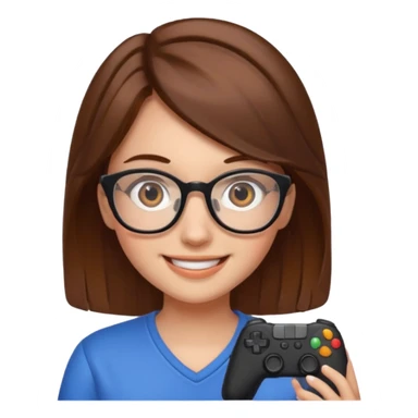 gamer girl with glasses, brown hair sticker
