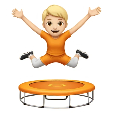 an emoji jumping on a orange trampoline sticker