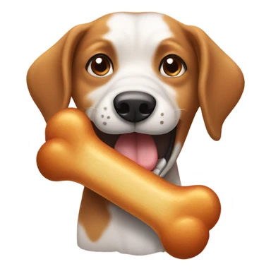 emoji with half of dog bone in mouth sticker