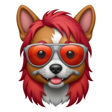 Zombie dog with red hair and sun glasses sticker