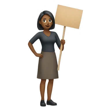 woman holding placard on stick sticker