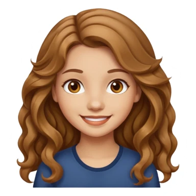 Please generate a portrait of a pretty girl with long, wavy, light brown hair., she's smiling. sticker