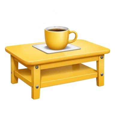 yellow coffe table, coffee on top
 sticker