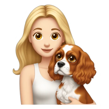 white girl holding a cavalier king charles spaniel  sticker