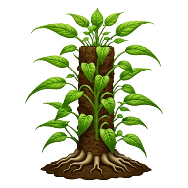 Very Large decorative gnarled alien-futuristic multi-tier space-efficient seeding plant rack, which holds tiny hot pepper plants, constructed from mud sticker