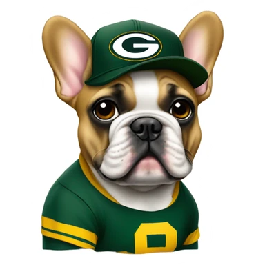 Fawn French bulldog Greenbay Packer fan  sticker