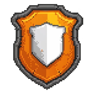 HTML5 logo in pixel art style with classic orange shield and white details sticker