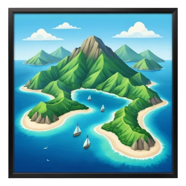 île Guadeloupe dans sa forme géographique réelle, vue du dessus sticker