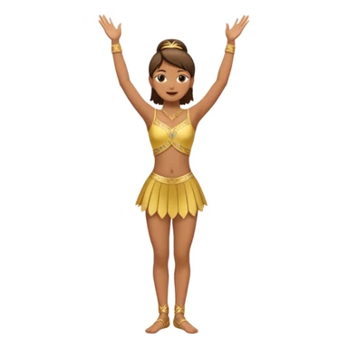 Danseuse avec les mains en l'air en haut avec Paume de mains vers l'extérieur, et une jambe sur la pointe des pieds et l'autre relevée, pliée et avec appui sur l'autre jambe.  sticker