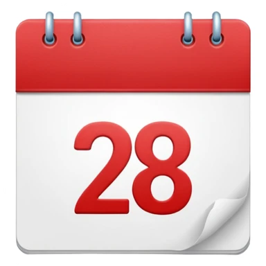 calendar with number 28 red top sticker