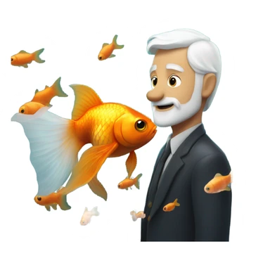 goldfish with man with white hair sticker
