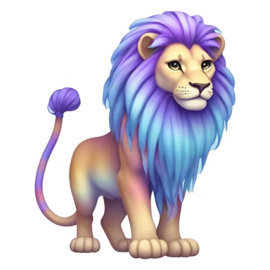 Colorful pastel vernid fantasy creature LiLaiRa Kamirah Falvie whiskers paws full body purple gradient stripes with pastel blue braided tail lion sticker