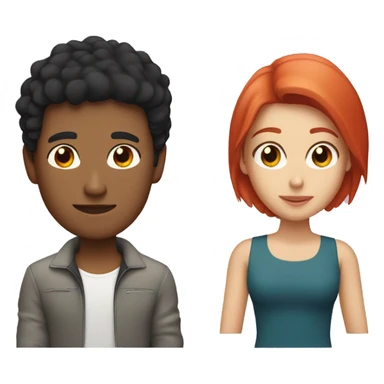 a young latino gay man with short black hair and a white woman with long red hair sticker