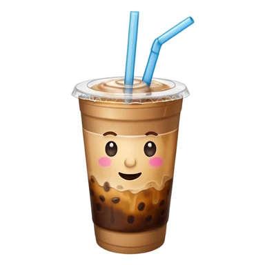  plastic cup of iced coffee with straw. sticker