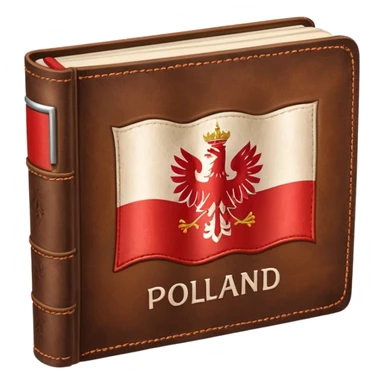 book with leather cover with flag of poland sticker
