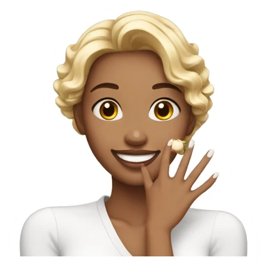 Beautiful girl with attractive nails and smile sticker