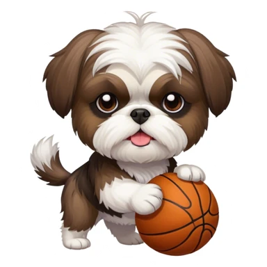 Dark brow shi tzu playing basketball sticker