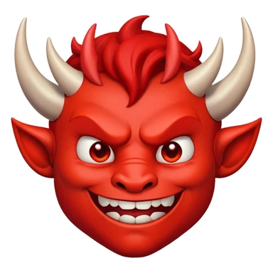 Mischievous red devil with pointy horns and smirk sticker