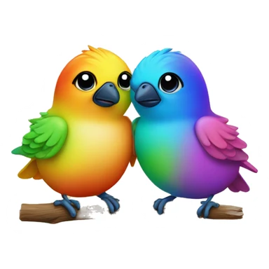 Pair of rainbow baby birds sticker