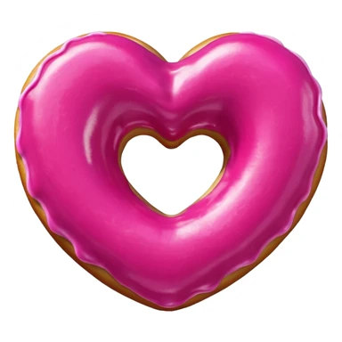 Realistic isolated heart shaped donut with Fuchsia color. sticker
