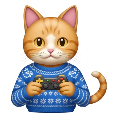 cat wearing a sweater playing video games sticker