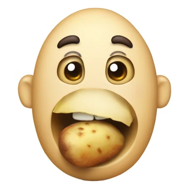 john pork eating a potato with a top sticker
