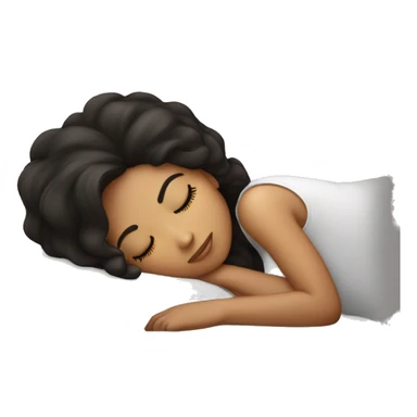 Sleeping girl on pillow dark hair sticker